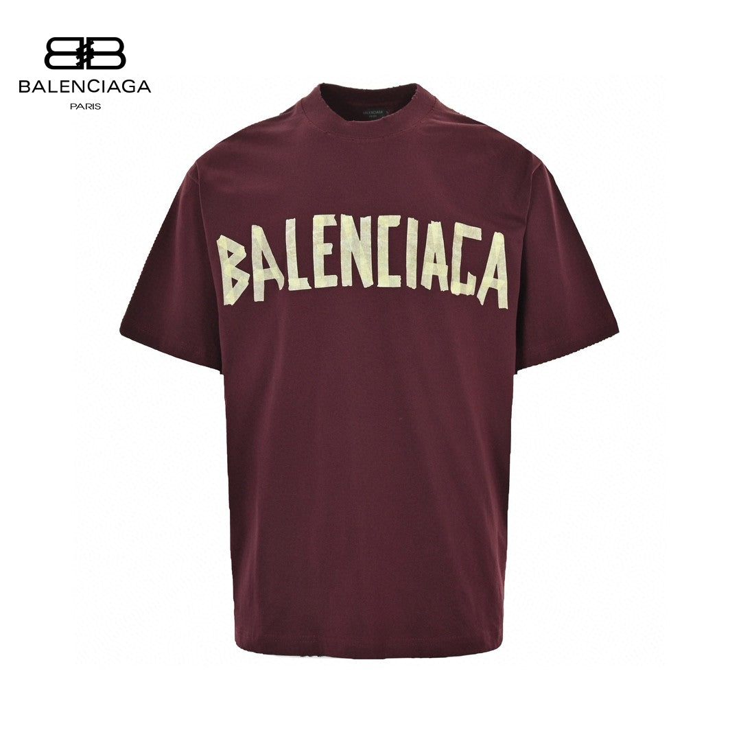 Ba*len*cia*ga burgundy logo t-shirt