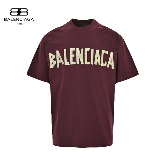 Balenciaga Burgundy Logo T-Shirt