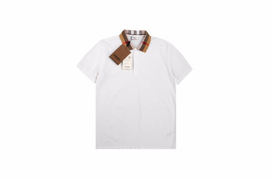 Burberry Check Collar Polo - White