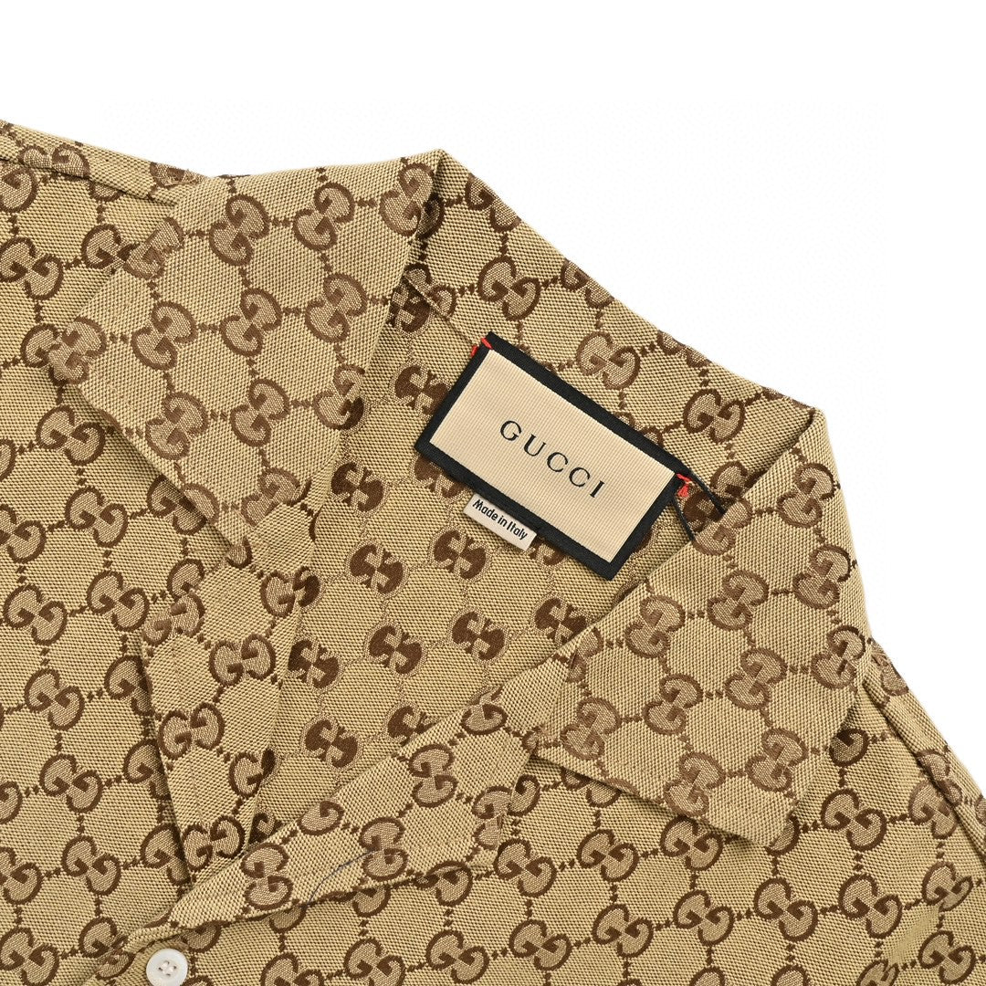 G*u*i gg monogram beige short sleeve shirt