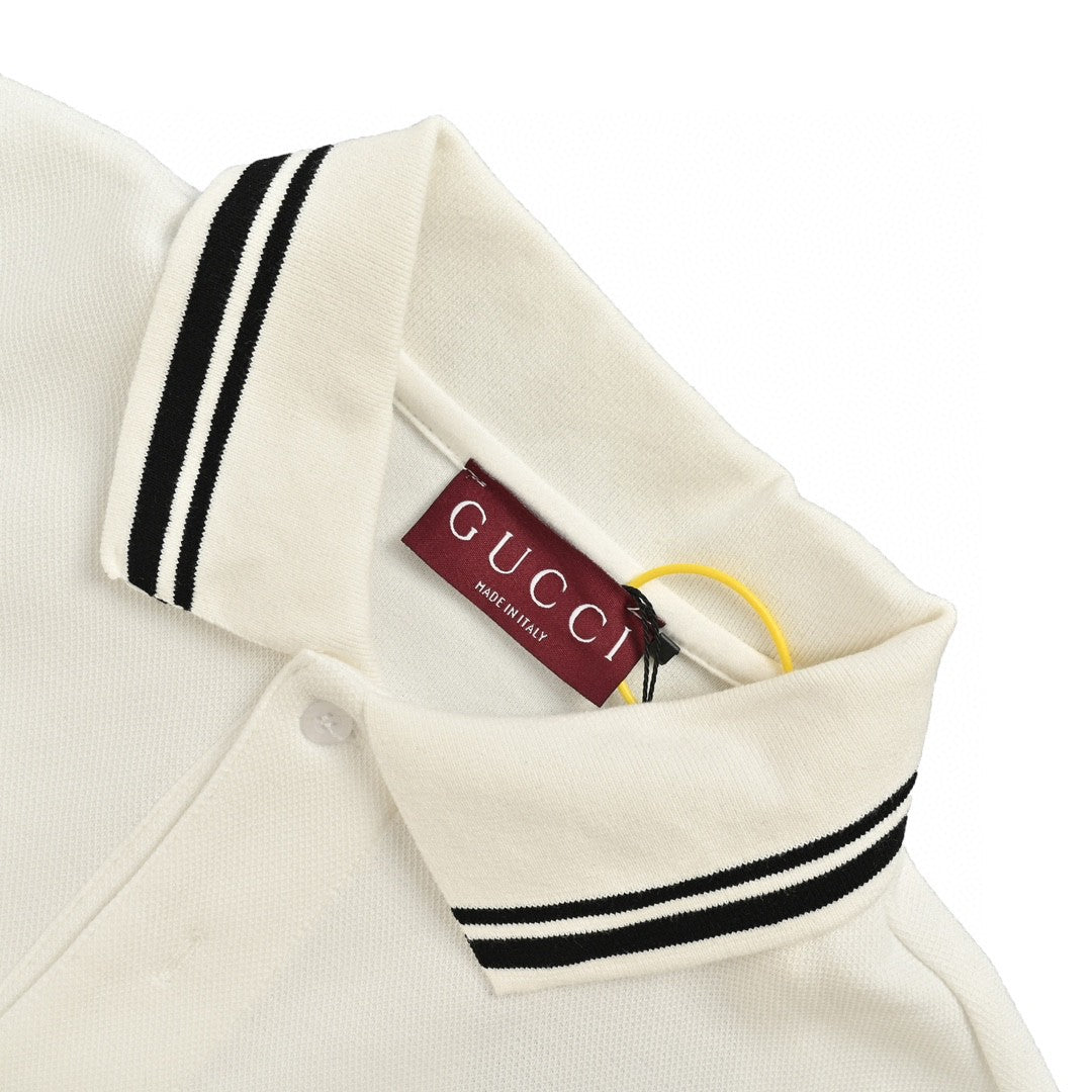 G*u*i striped logo polo shirt (white)