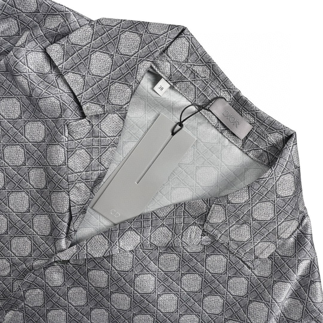 Dior Geometric Pattern Short Sleeve Shirt in Gray