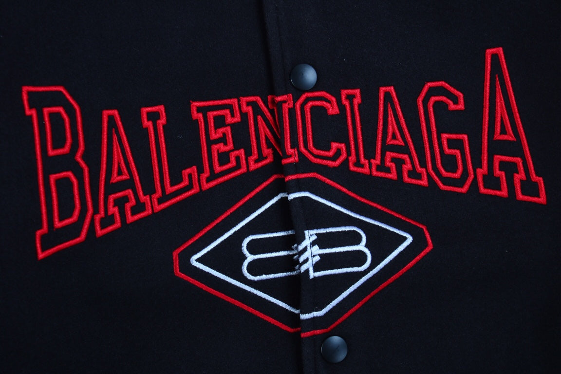 Ba*len*cia*ga black varsity jacket