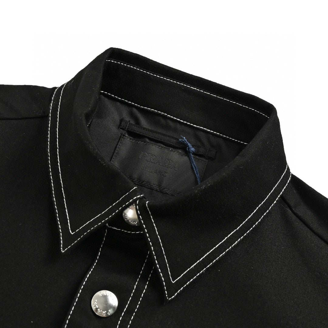 Pra*a black button-up shirt