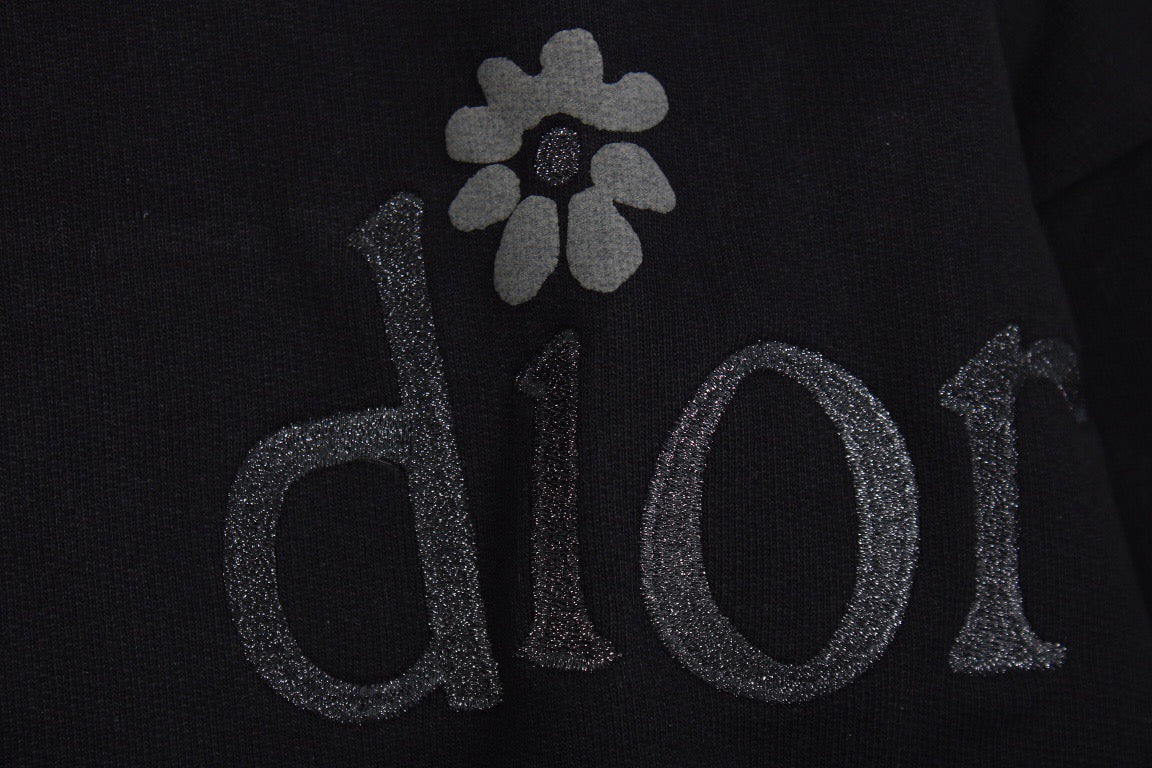 Dior Flower Logo Hoodie - Black