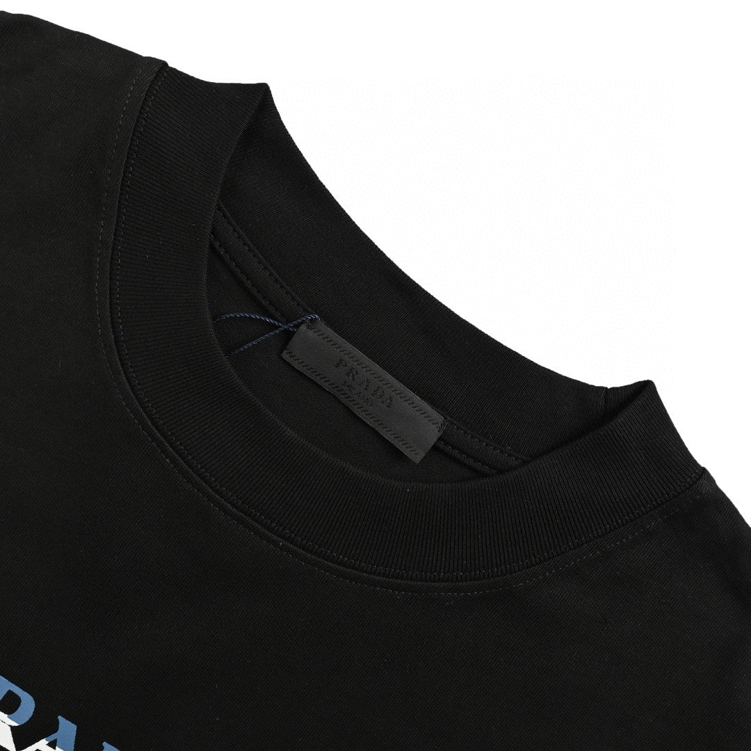 Pra*a black t-shirt with logo design