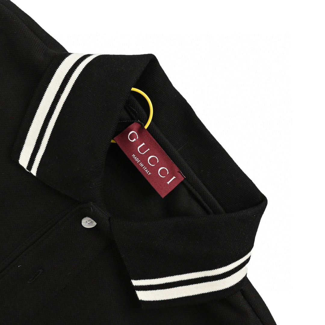 Gucci Striped Logo Polo Shirt (Black)