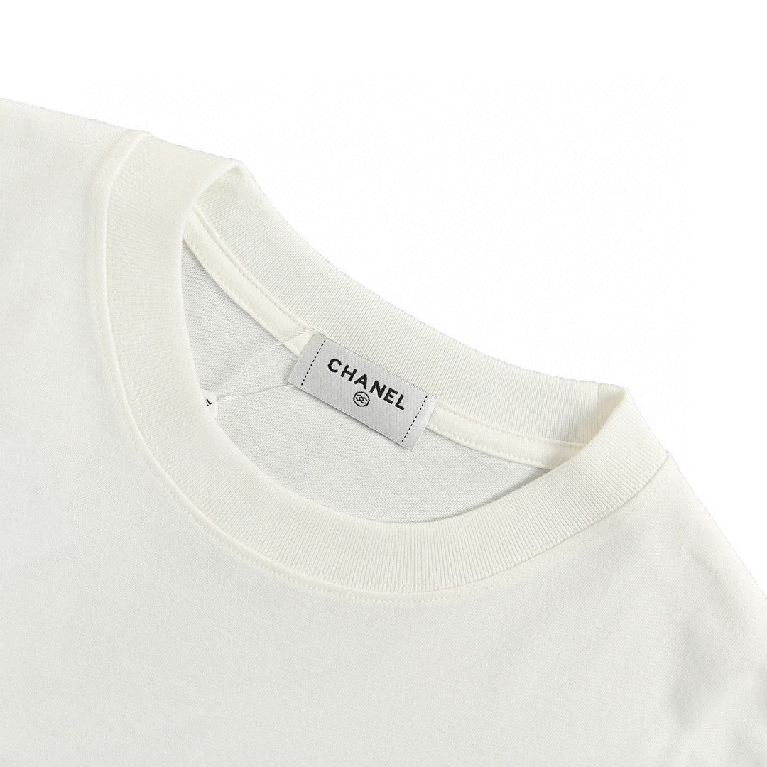 Ch*el signature logo white t-shirt