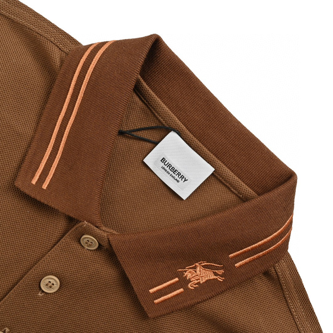 Burberry Striped Collar Polo Shirt in Brown