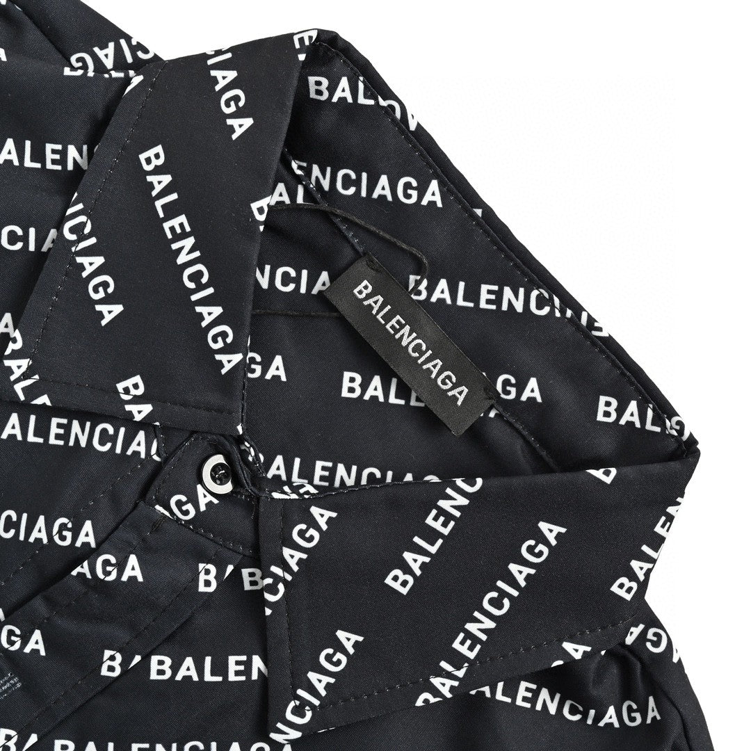 Ba*len*cia*ga all-over logo print shirt (black)