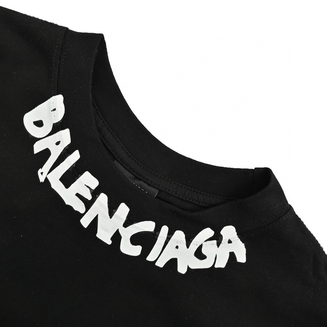 Balenciaga Distorted Logo T-Shirt (Black)