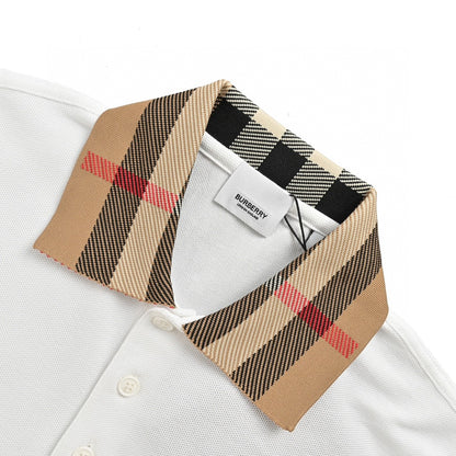 Burberry Polo Shirt with Check Collar (White)