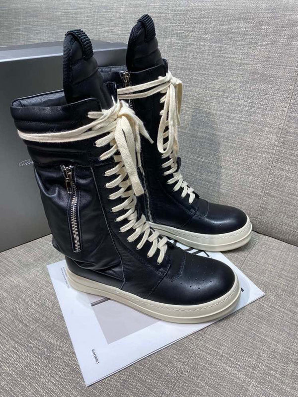 High-Top Leather Lace-Up Boots