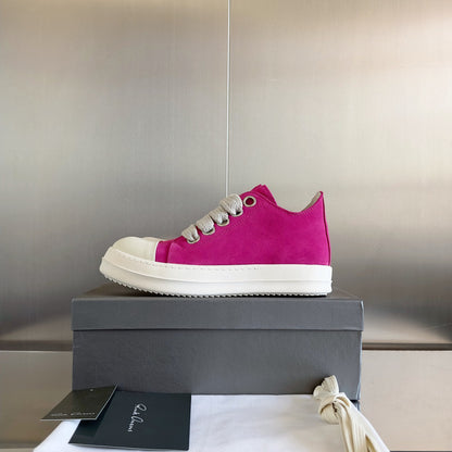 Rick Owens Pink Suede Low-Top Sneakers