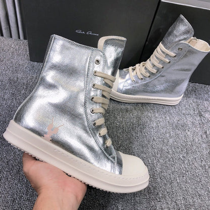 Rick Owens Metallic High-Top Sneakers