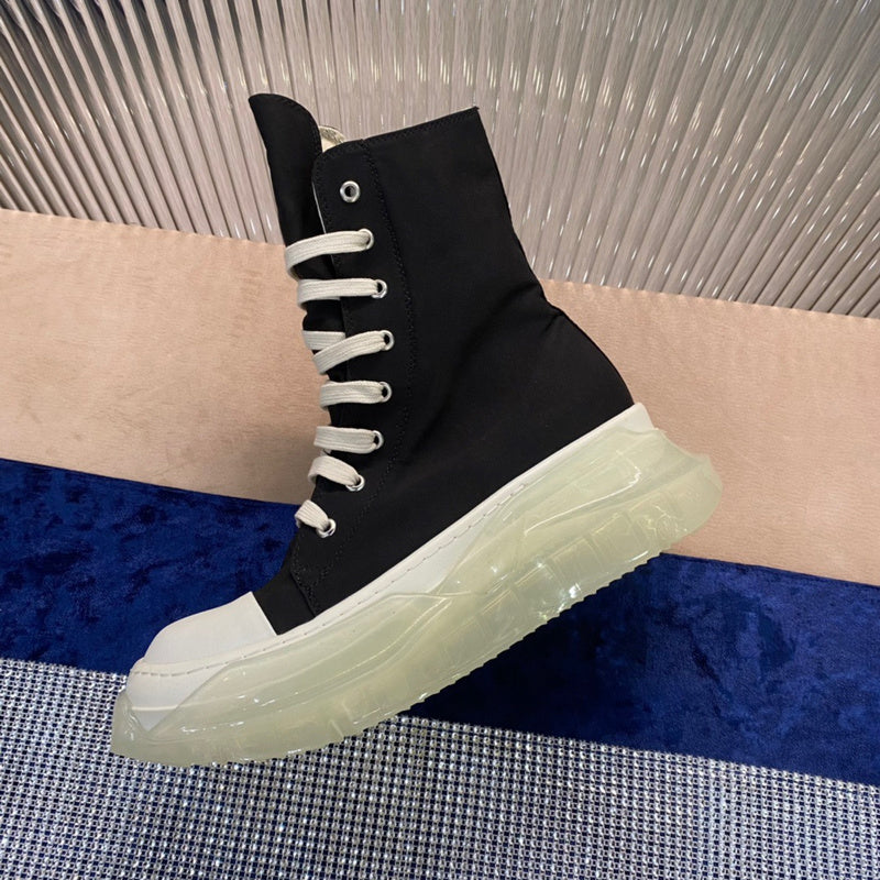 Rick Owens High-Top Canvas Boots - Black with Translucent Sole