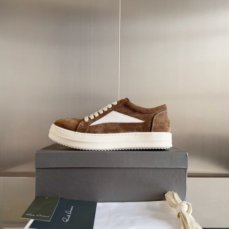 Rick Owens Brown Suede Low-Top Sneakers