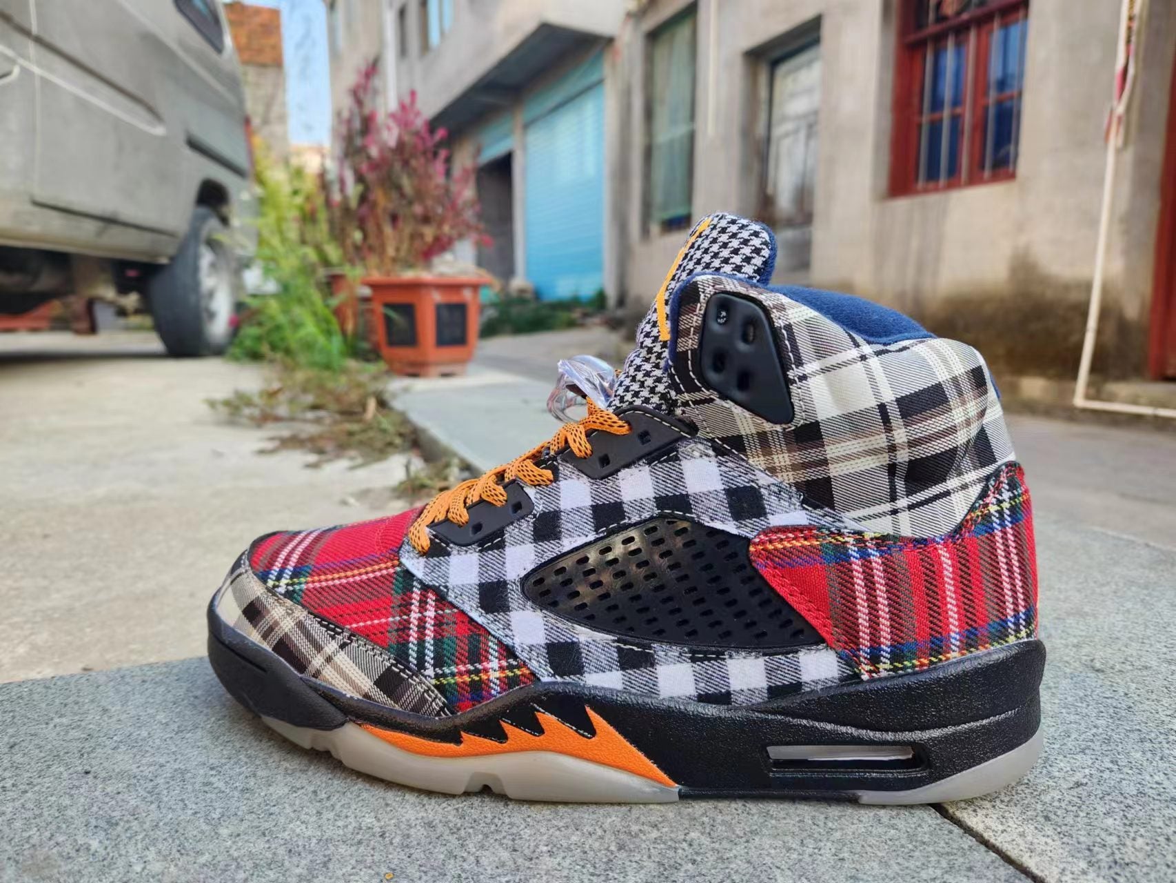 Jordan 5 bold plaid multi-colorway