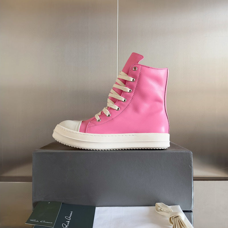 Rick Owens Hot Pink High-Top Sneakers