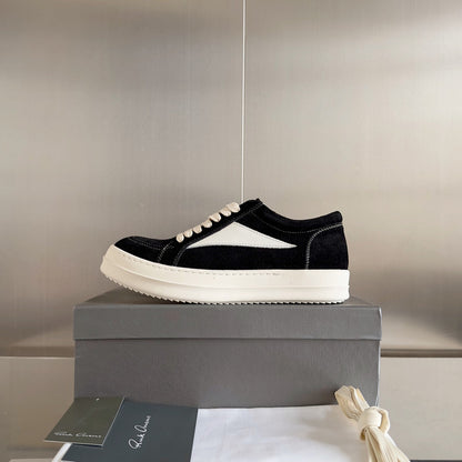 Rick Owens Black Suede Low-Top Sneakers