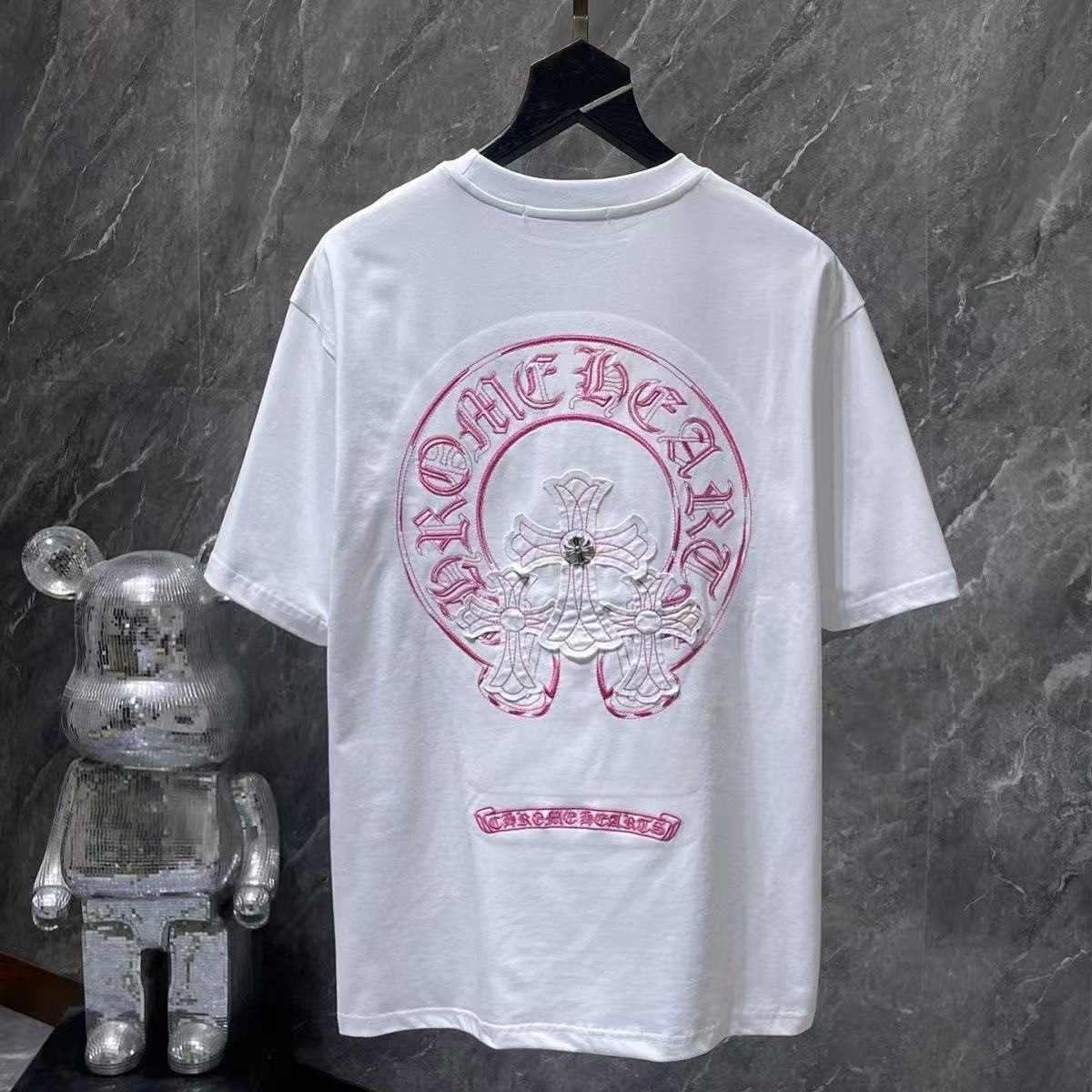 Chrome Hearts Classic Crewneck T-Shirt in White/Pink