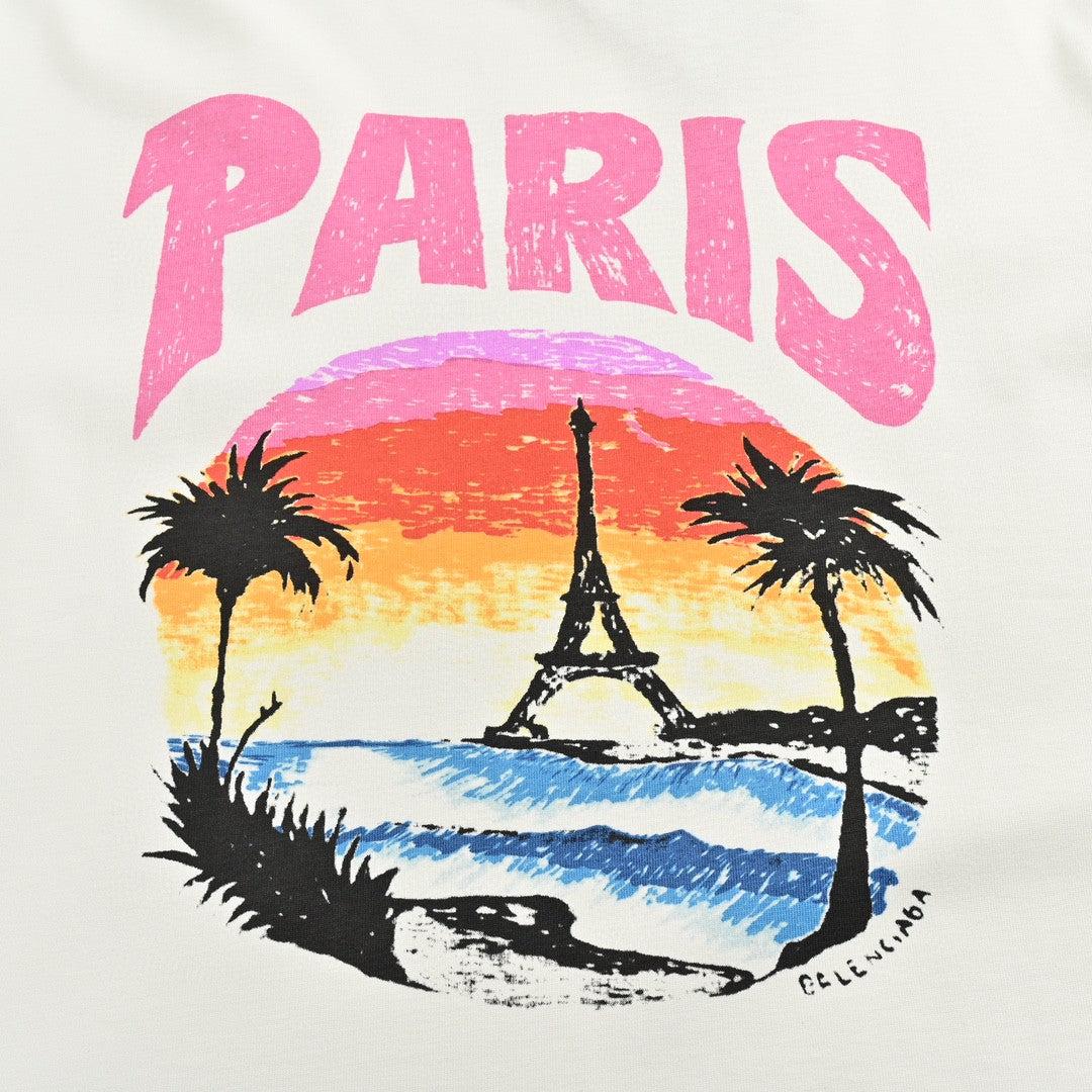 Ba*len*cia*ga white t-shirt with paris graphic