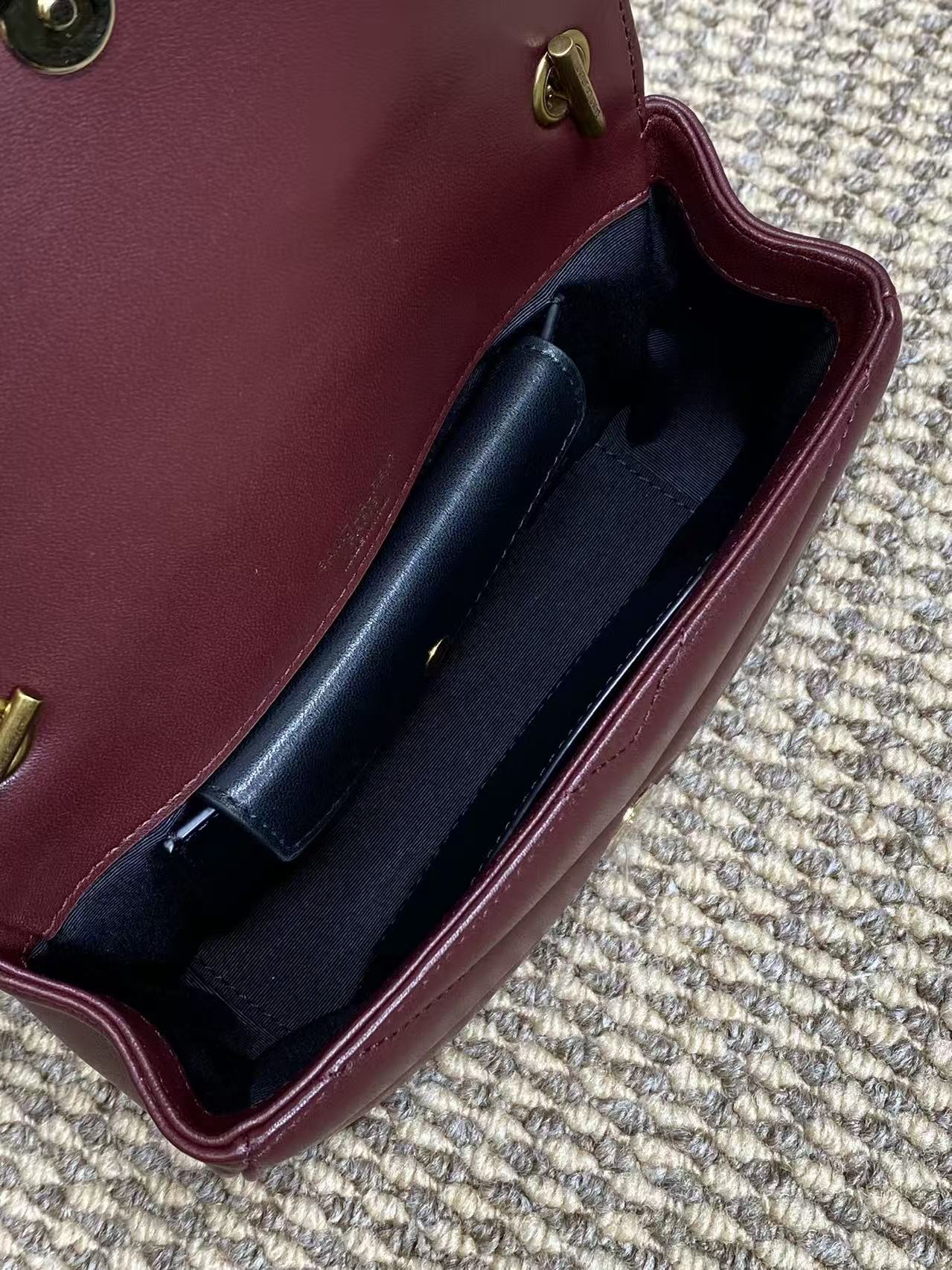 Saint Laurent Red Lambskin Chain Bag