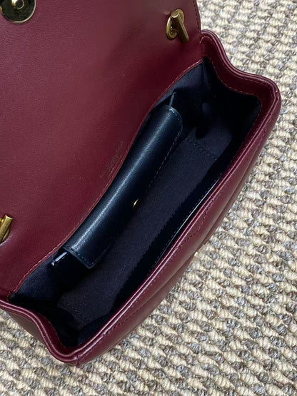 Saint Laurent Red Lambskin Chain Bag