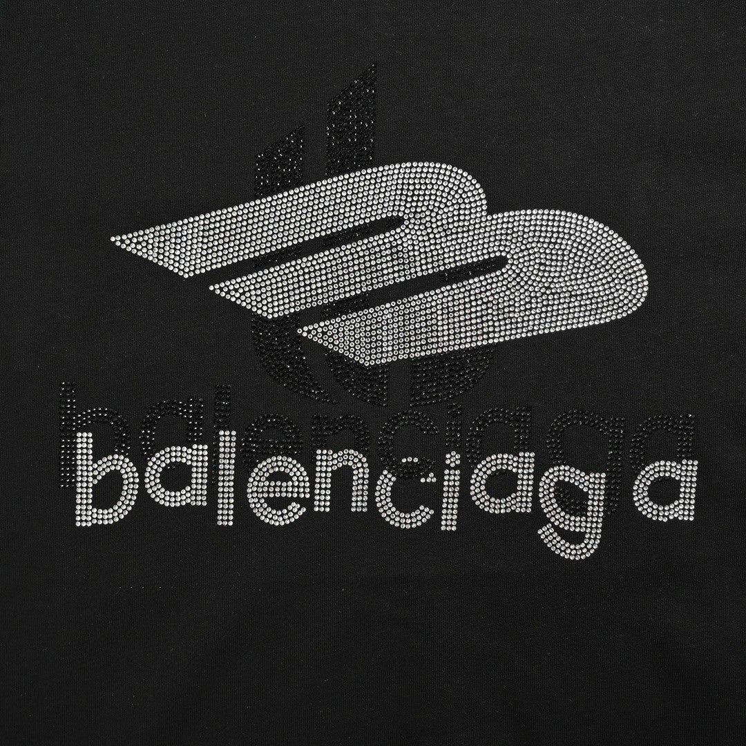 Balenciaga Crystal Logo T-Shirt in Black