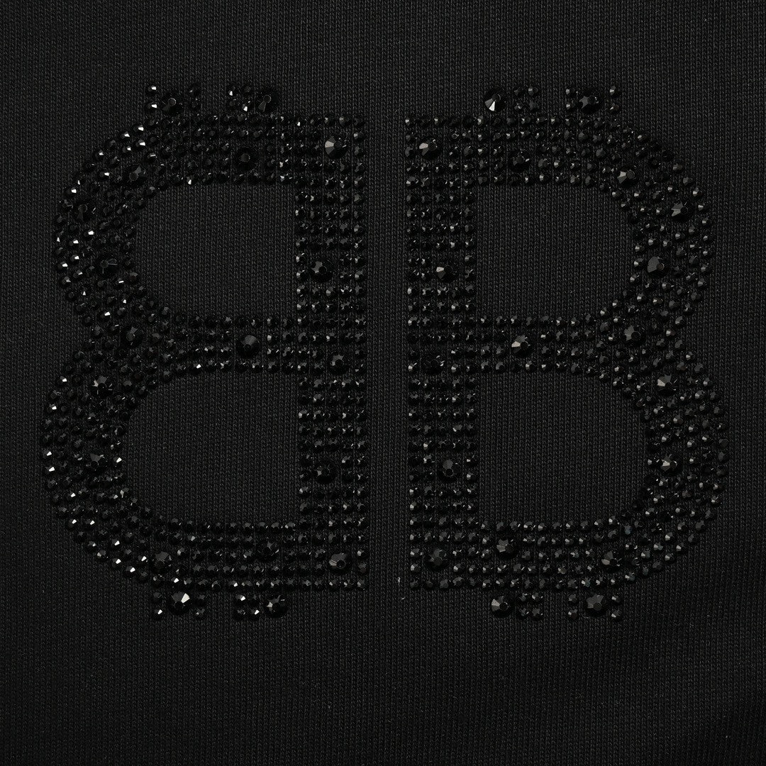 Ba*len*cia*ga crystal logo t-shirt in black