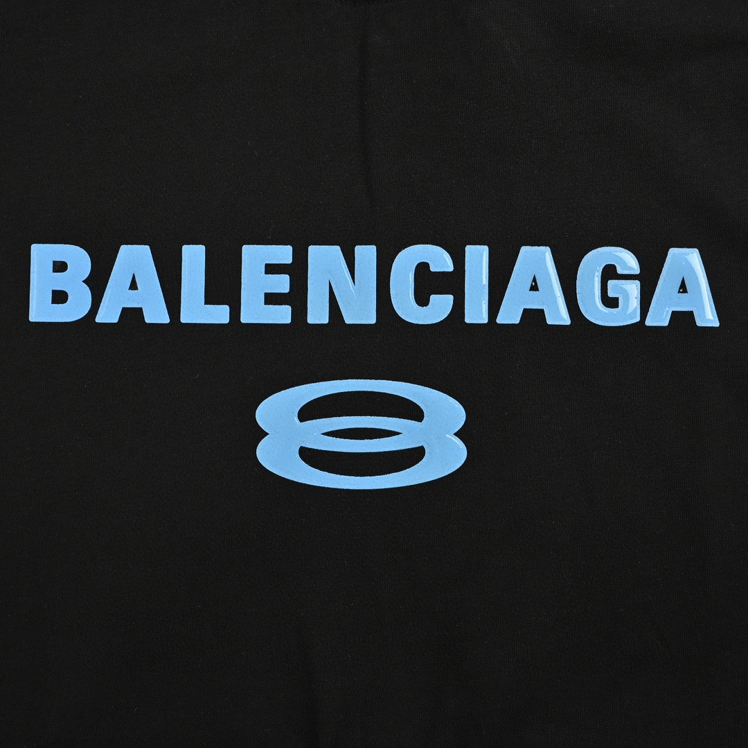 Ba*len*cia*ga blue logo t-shirt (black)