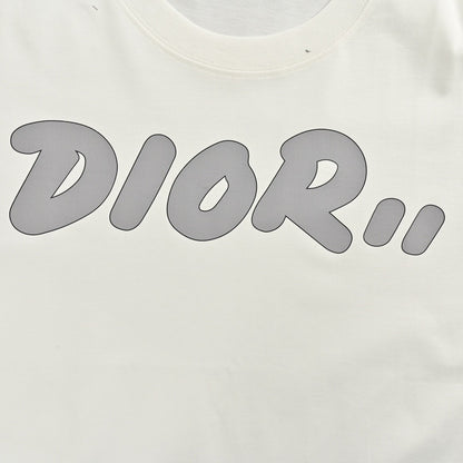 Dior Oversized Grey Logo White T-Shirt