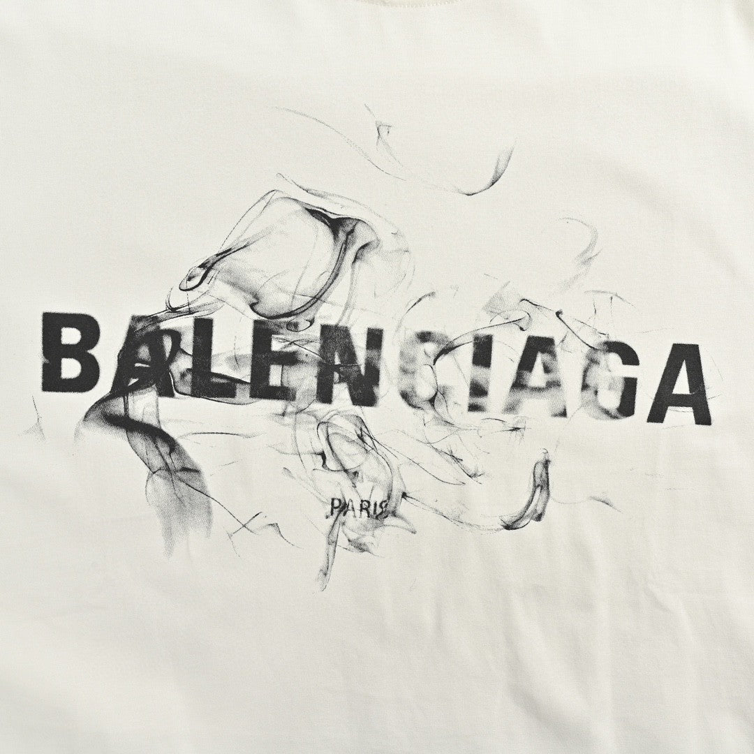 Ba*len*cia*ga smoke print logo t-shirt (white)