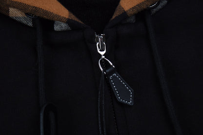 Burberry Check-Lined Hoodie - Black