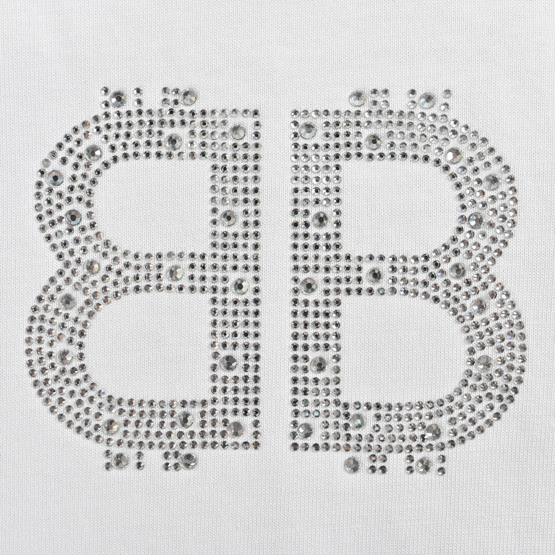 Ba*len*cia*ga crystal logo t-shirt in white