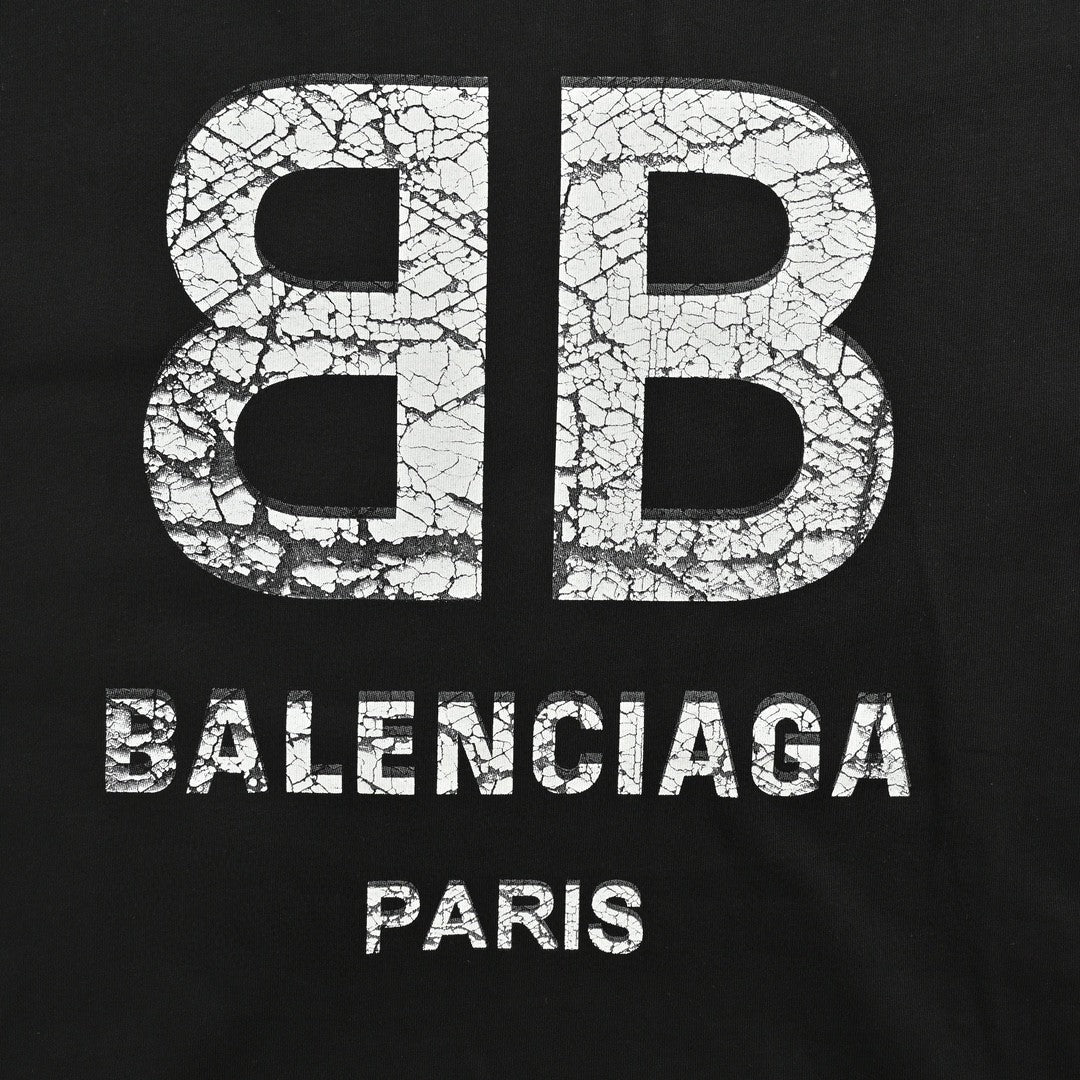 Ba*len*cia*ga cracked 'bb' logo t-shirt (black)