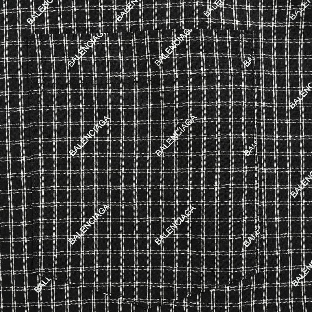 Ba*len*cia*ga allover logo check shirt