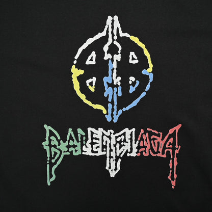 Balenciaga Multicolor Graphic Logo Black T-Shirt Primereps