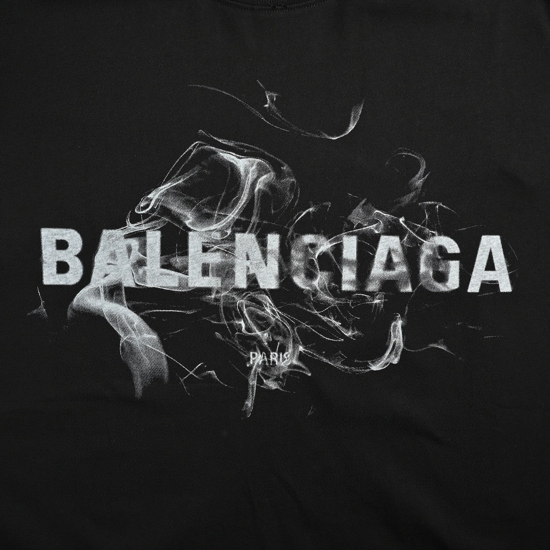 Ba*len*cia*ga smoke print logo t-shirt (black)