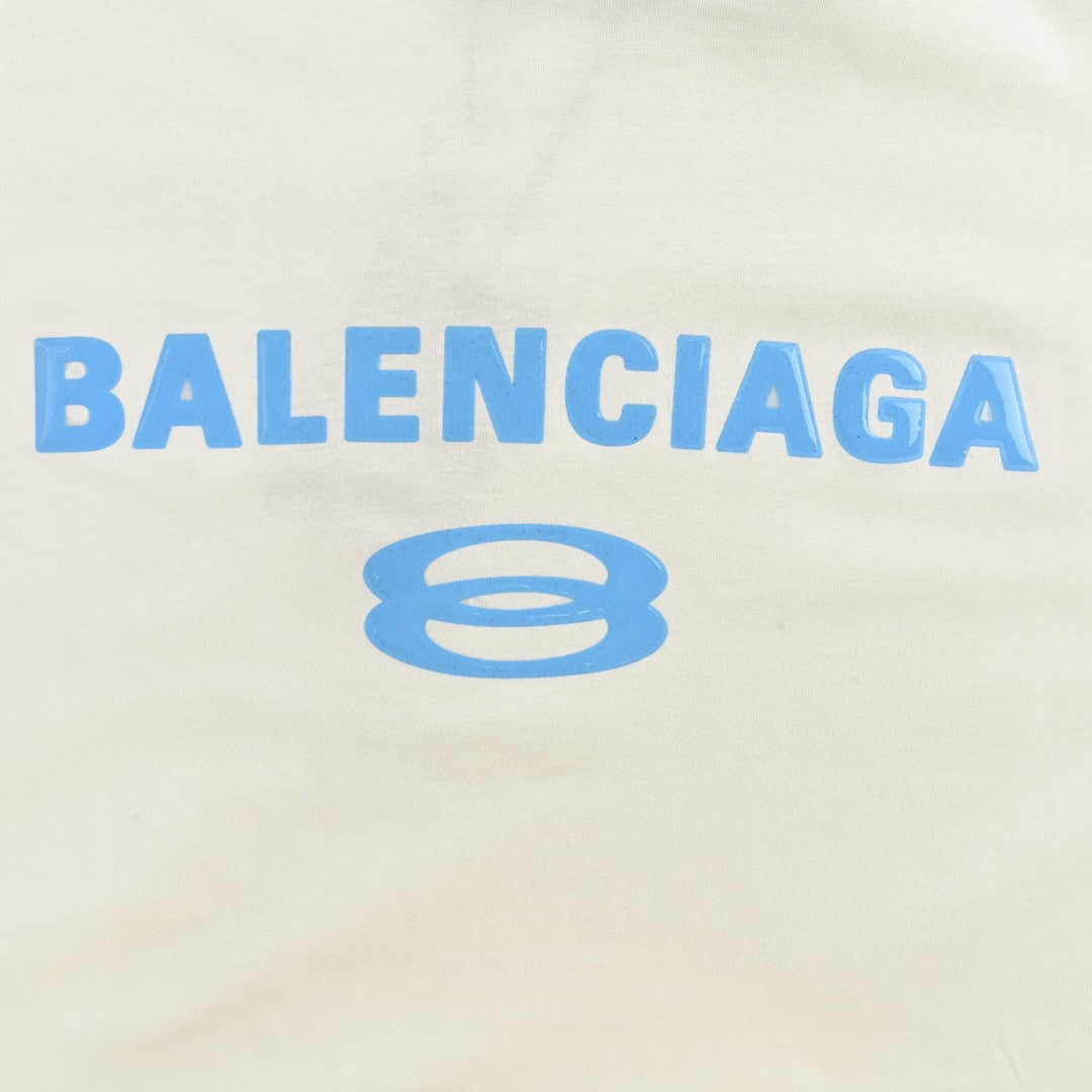 Ba*len*cia*ga blue logo t-shirt (white)