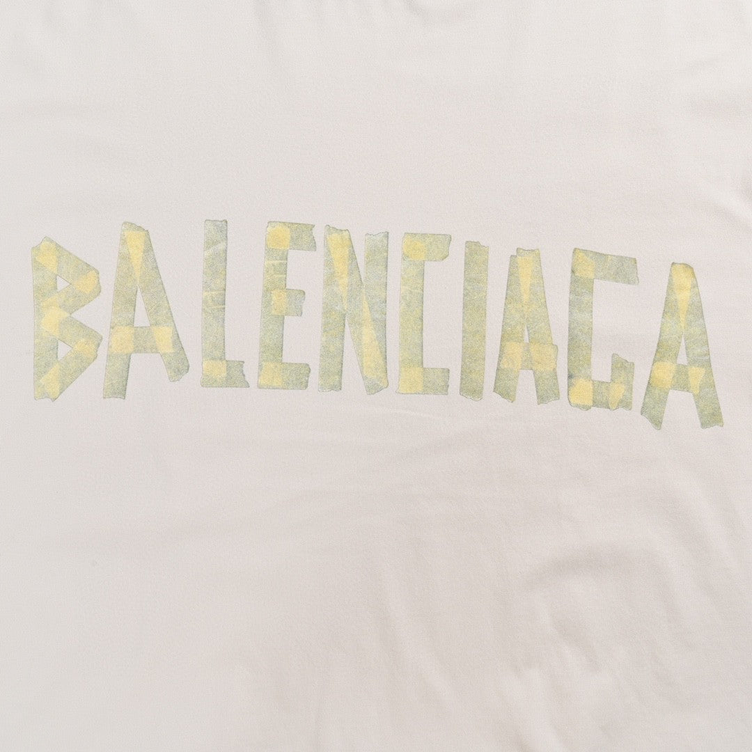 Ba*len*cia*ga pastel logo t-shirt in off-white