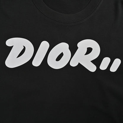 Dior Oversized White Logo Black T-Shirt