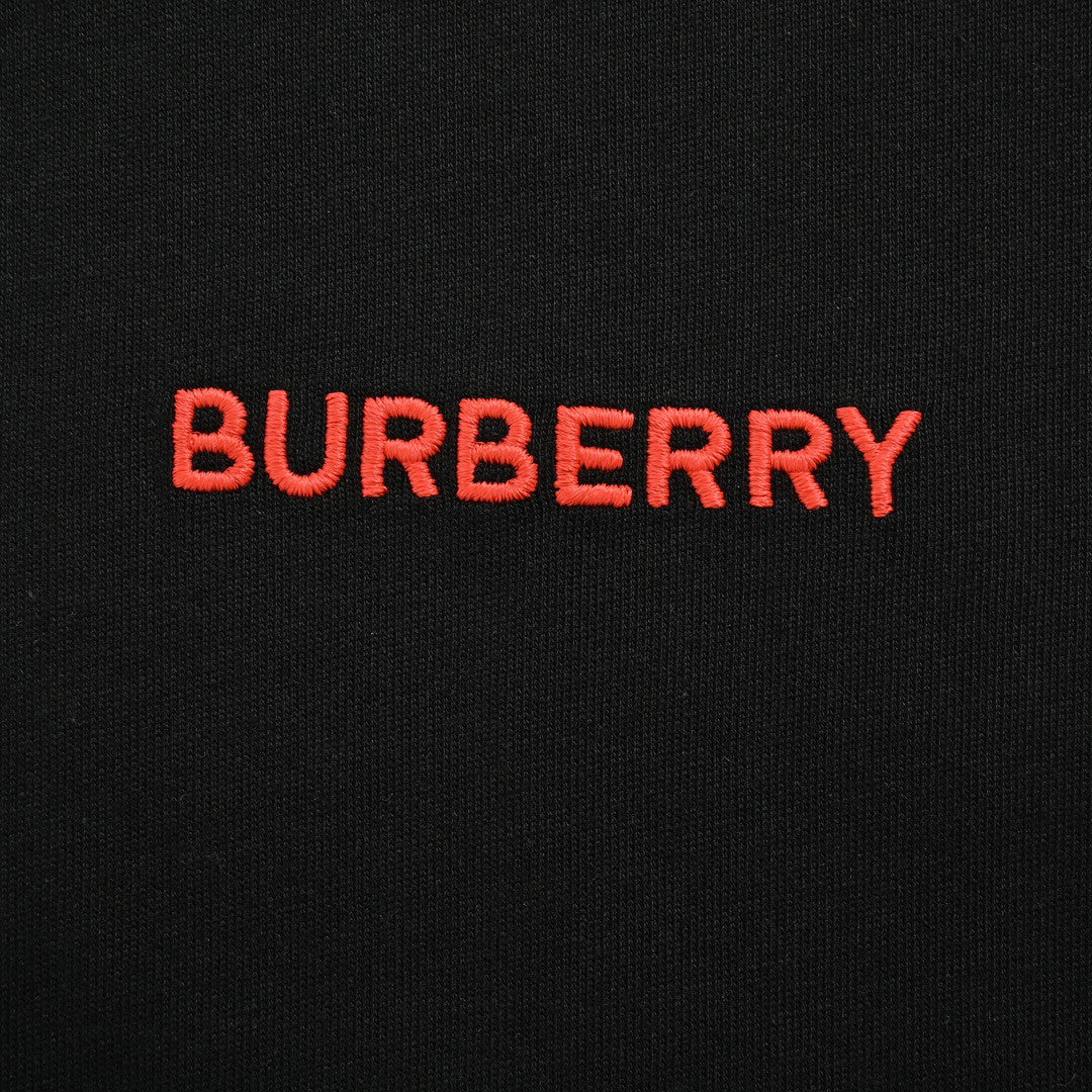 Burberry Check Collar T-Shirt in Black