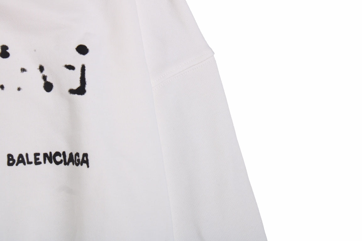 Ba*len*cia*ga white logo hoodie