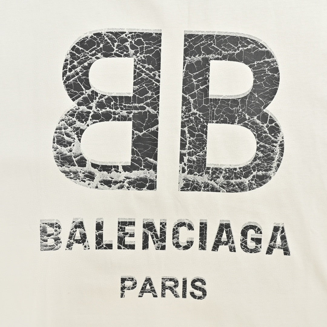 Ba*len*cia*ga cracked logo t-shirt (white)