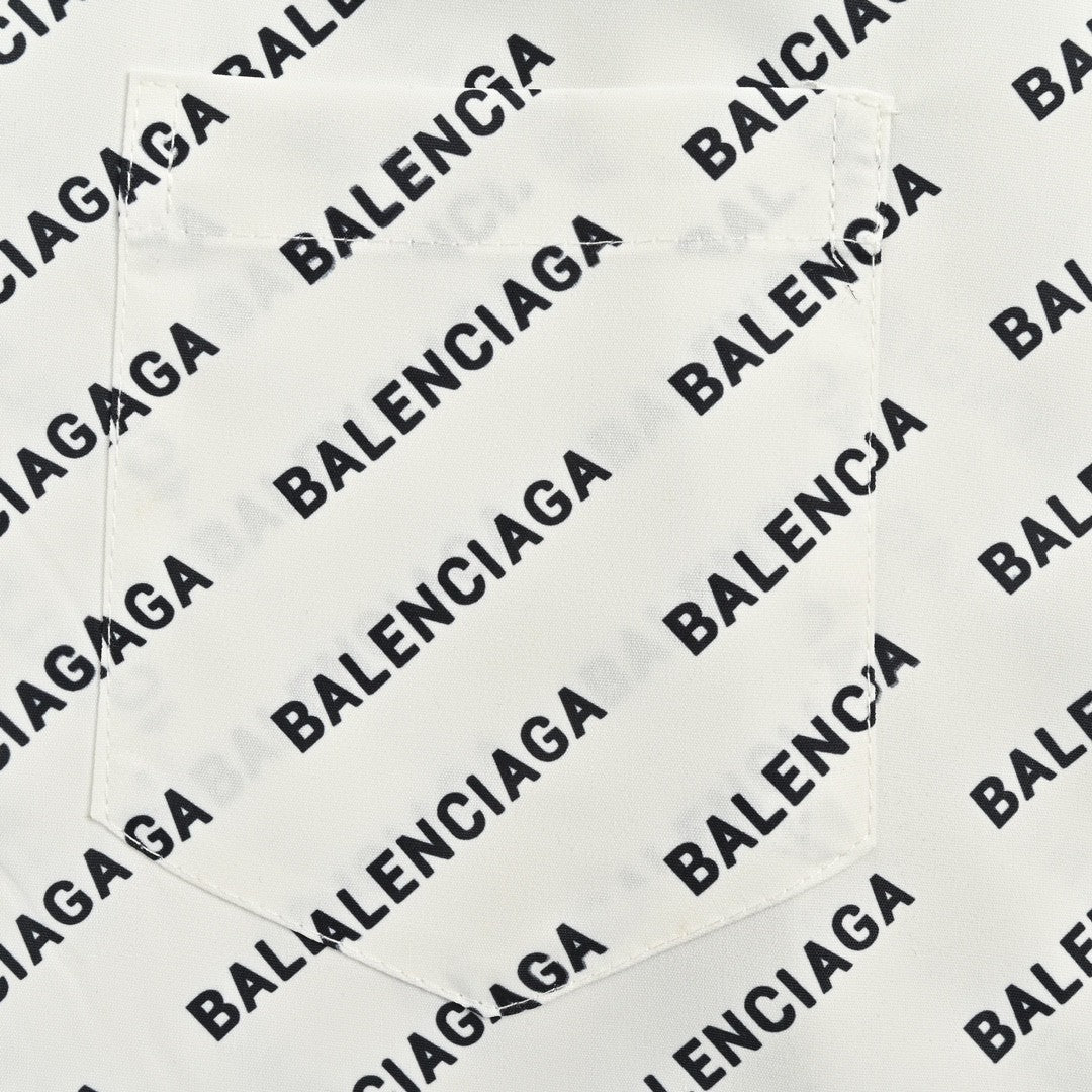 Ba*len*cia*ga all-over logo print shirt (white)