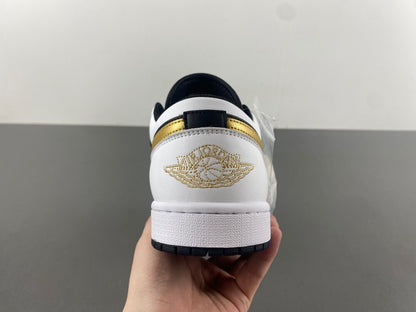 Air Jordan 1 Low "White/Black/Metallic Gold"
