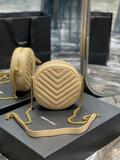 Saint Laurent Beige Small Round Bag