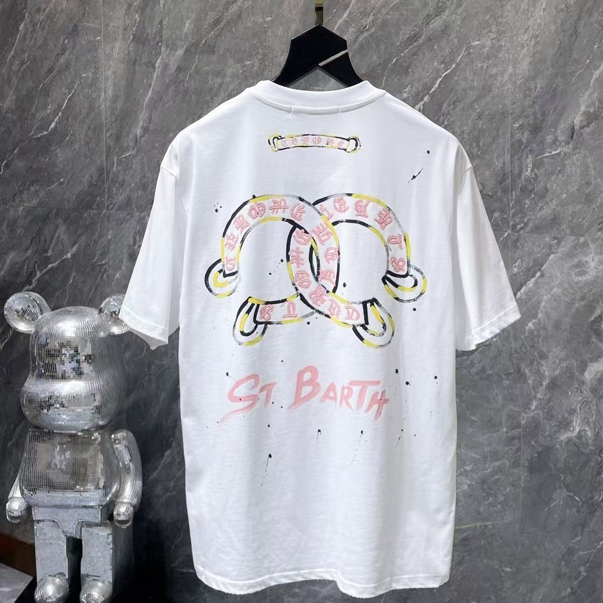 Chrome Hearts Classic Crewneck T-Shirt in White/Yellow/Pink