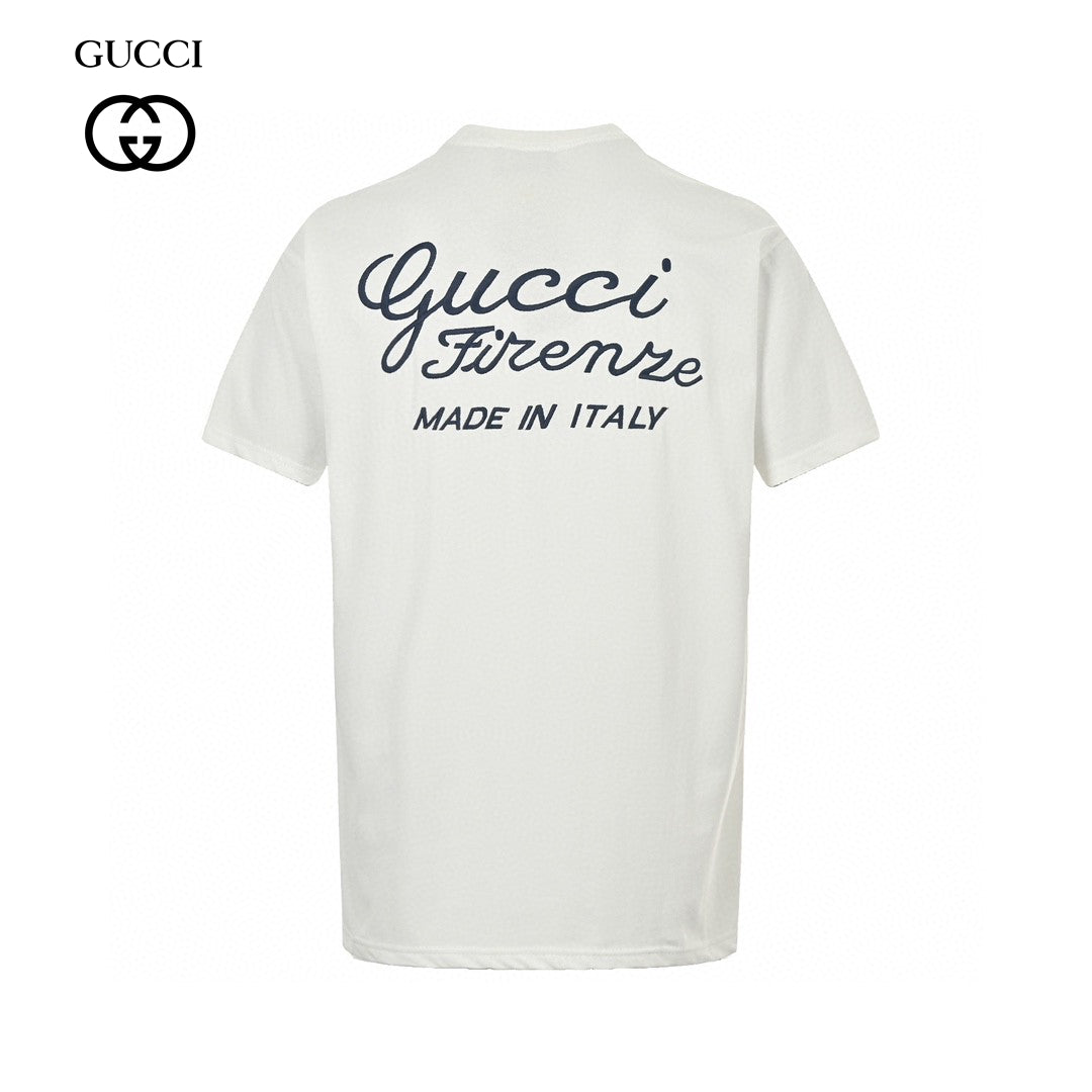 G*u*i white t-shirt with script logo